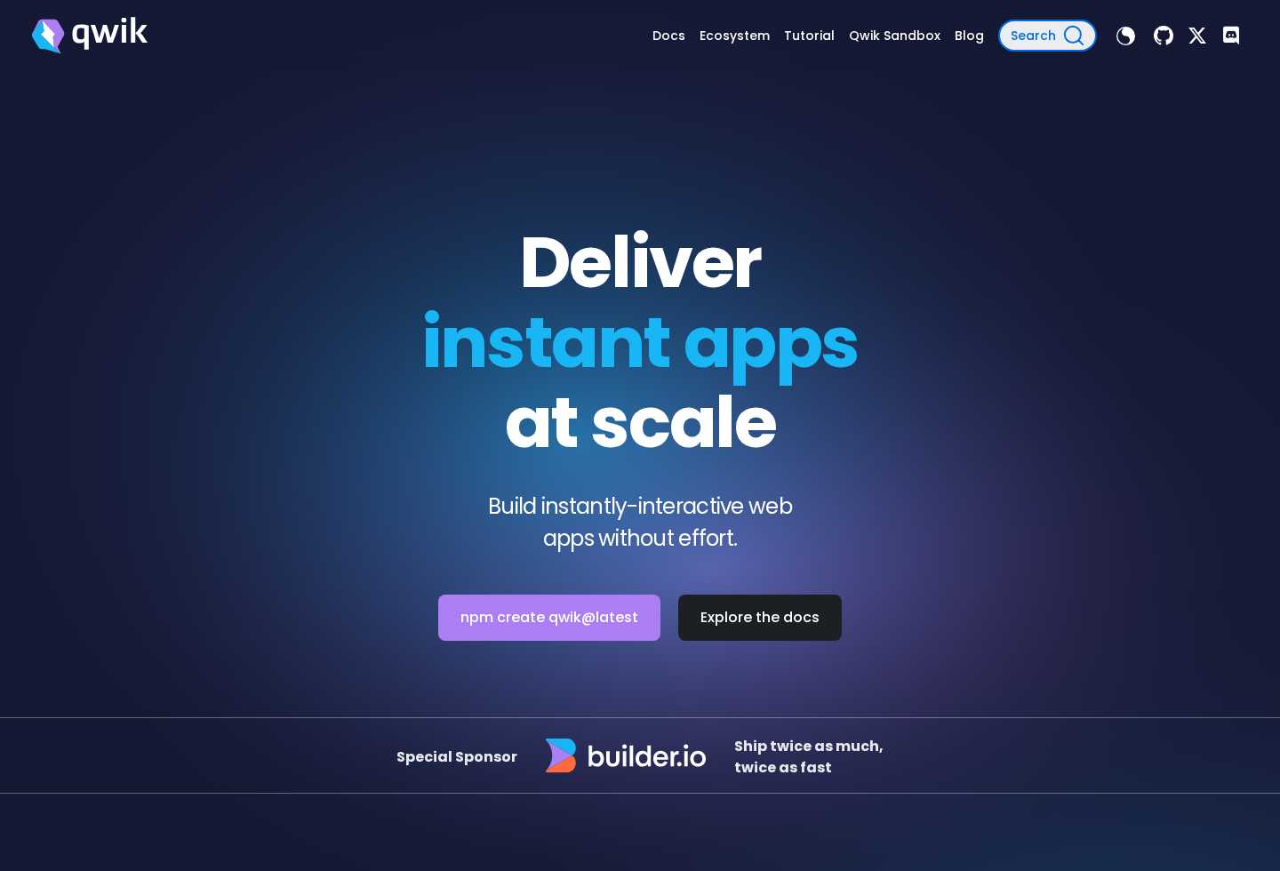 Framework reimagined for the edge! 📚 Qwik Documentation